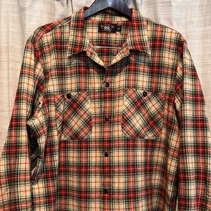 Double RL Universal Plaid Crepe Camp Shirt XL Cream
